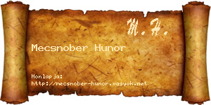 Mecsnober Hunor névjegykártya